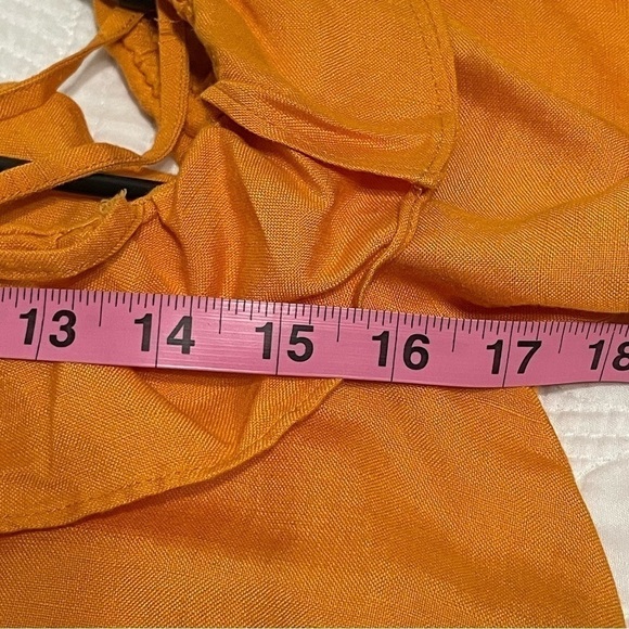 Marissa Webb Collective Yellow Cold Shoulder Ruffle Mini Dress Women's Size 0 - Picture 9 of 13